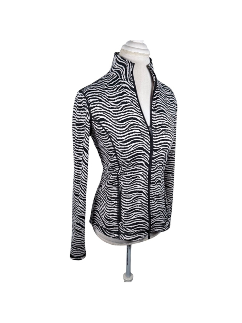 J.McLaughlin Billie Zebra Print Full Zip Jacket Golf Active Stretch Jersey Sz S - Picture 7 of 12